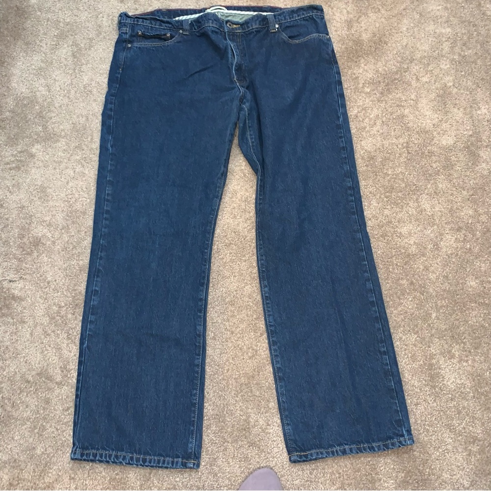 LL Bean standard fit dark wash cotton denim Sz44x34 jeans - Picture 3 of 6